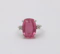 Vintage Pink Tourmaline Diamonds 14K White Gold Cocktail Ring