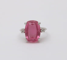 Load image into Gallery viewer, Vintage Pink Tourmaline Diamonds 14K White Gold Cocktail Ring
