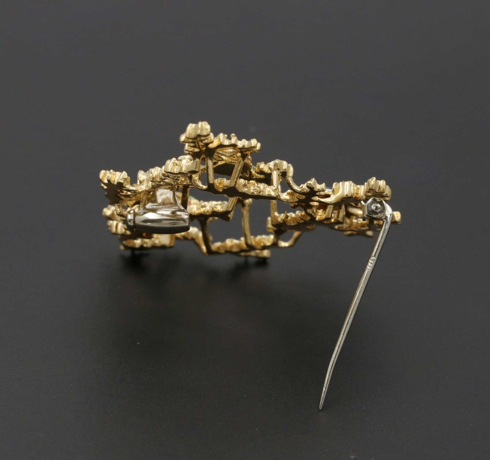 Vintage 18K Yellow Gold Enamel FIsh Brooch Pin Ocean Lover