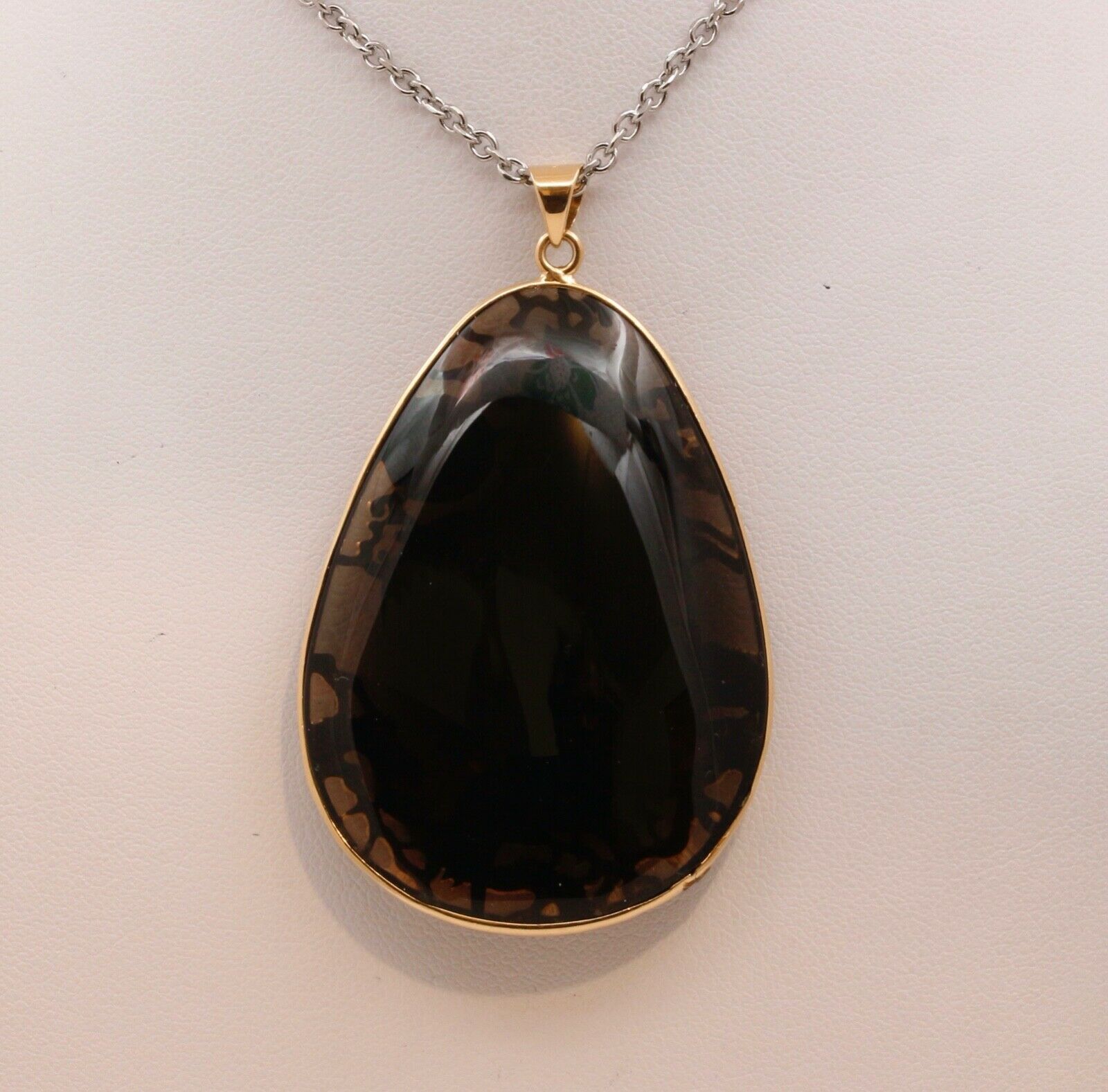 Beautiful Mystic Healing Birds Of Paradise 14K Smoky Topaz Pendant