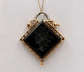 Art Nouveau Intaglio Carved Onyx 14K Yellow White Gold Pendant