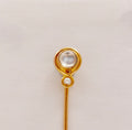 Art Nouveau Moonstone Seed Pearl 14K Yellow Gold Stick Pin