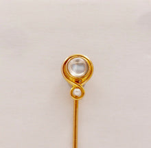 Load image into Gallery viewer, Art Nouveau Moonstone Seed Pearl 14K Yellow Gold Stick Pin
