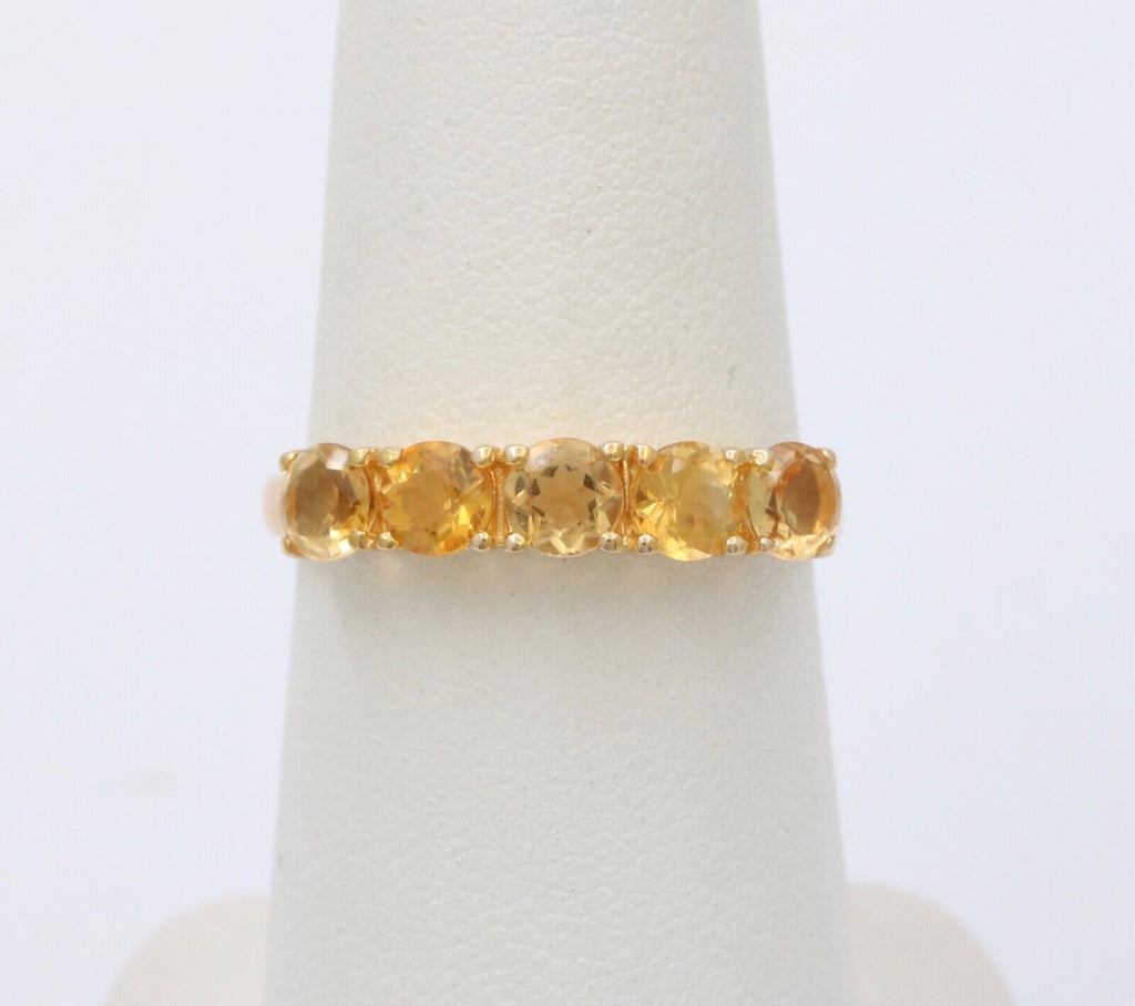 Vintage Citrine 9K Yellow Gold Band Ring