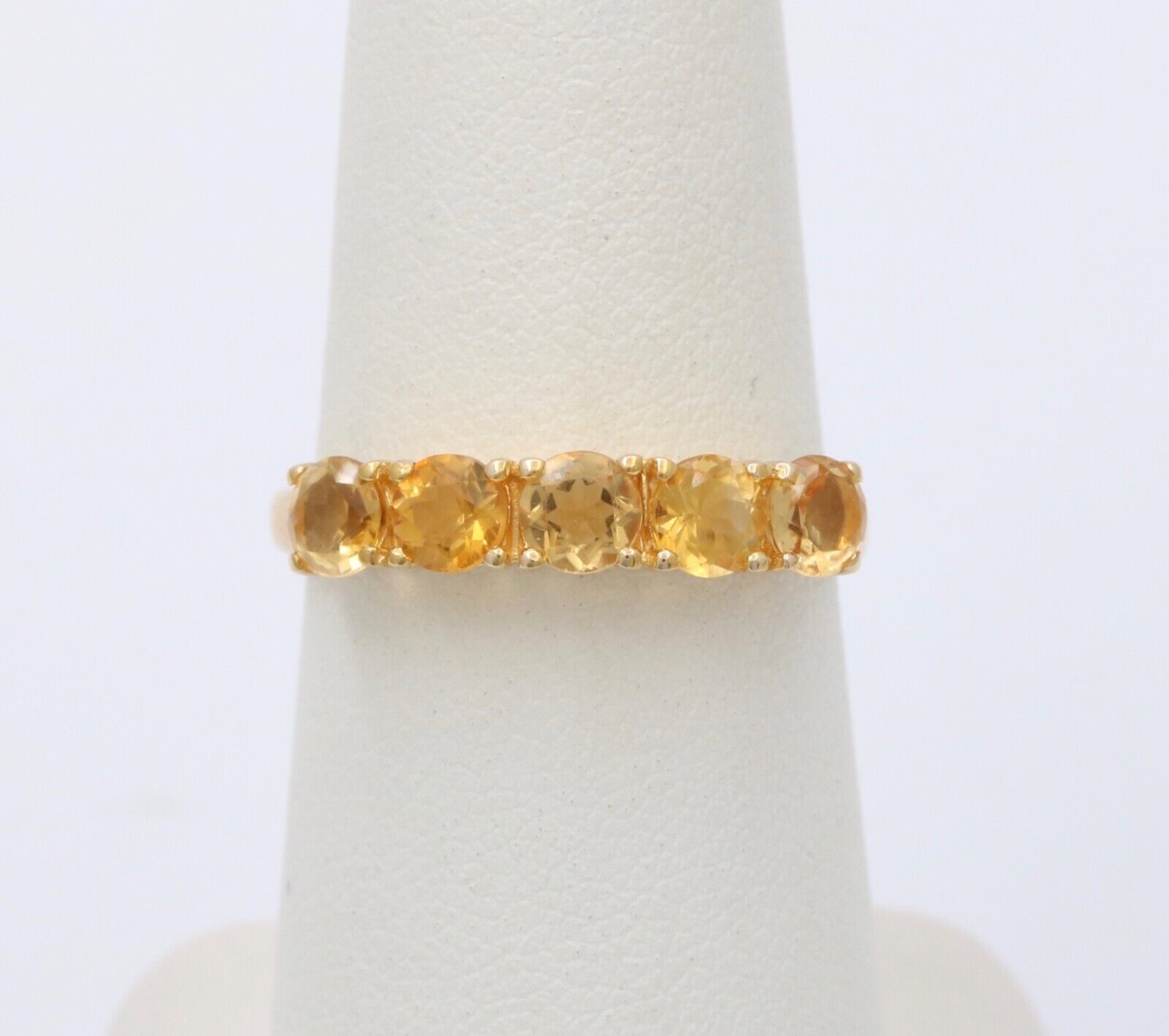 Vintage Citrine 9K Yellow Gold Band Ring