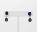Elegant Blue Sapphires Diamonds 18K White Gold Dangle Earrings