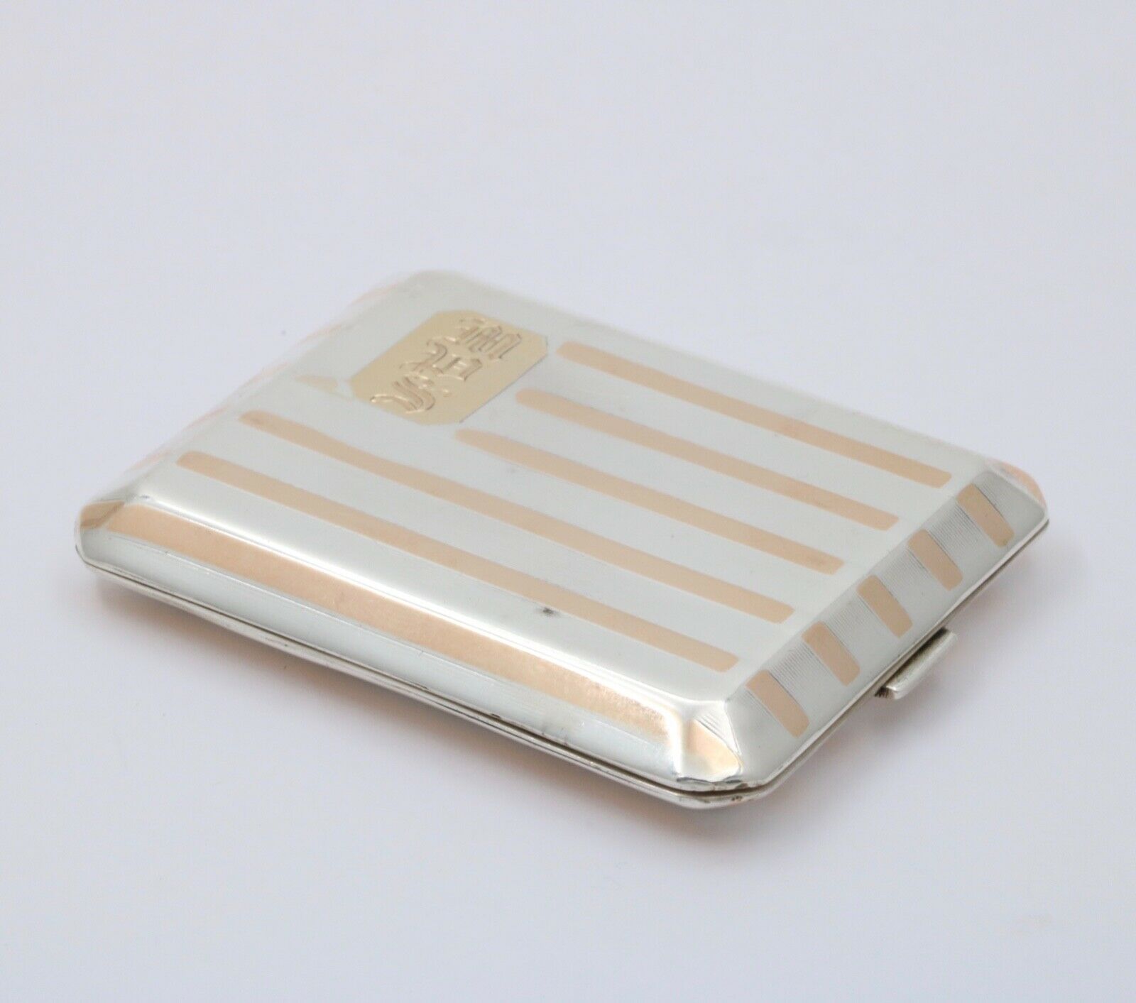 Vintage Tiffany & CO Sterling Silver & 14K Yellow Gold Powder Compact Case.