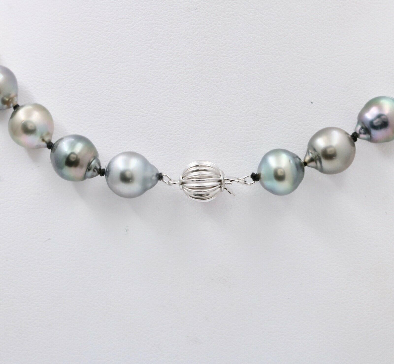 Vintage 14K White Gold Beaded Tahitian Baroque Multicolor Pearl Necklace, June B