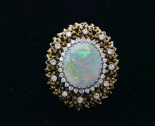 Load image into Gallery viewer, Large Vintage Ladies Opal Diamonds 14K Yellow Gold Statement Ring
