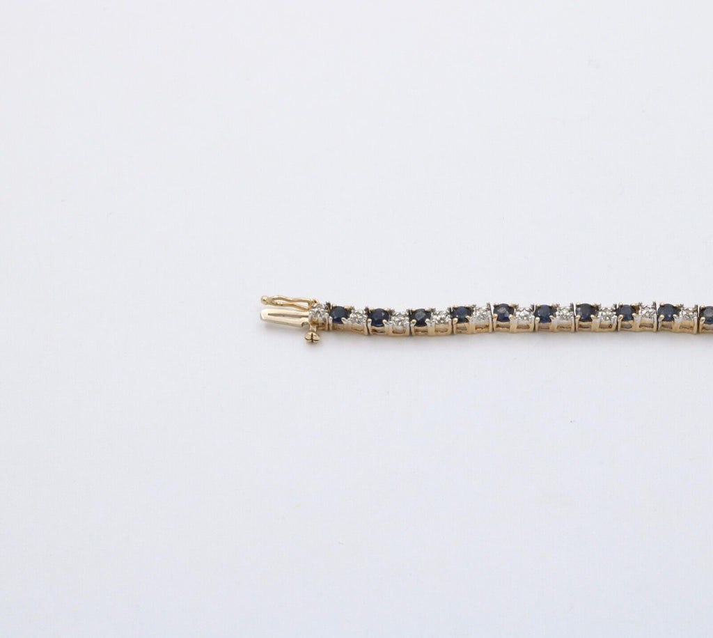 VIntage 14K Yellow Gold Sapphire and Diamond Tennis bracelet