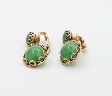 Load image into Gallery viewer, Vintage 14K Yellow Gold Aventurine Quartz Drop Earrings
