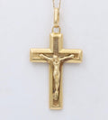Vintage Cross Crucifix Jesus 14K Yellow Gold Pendant
