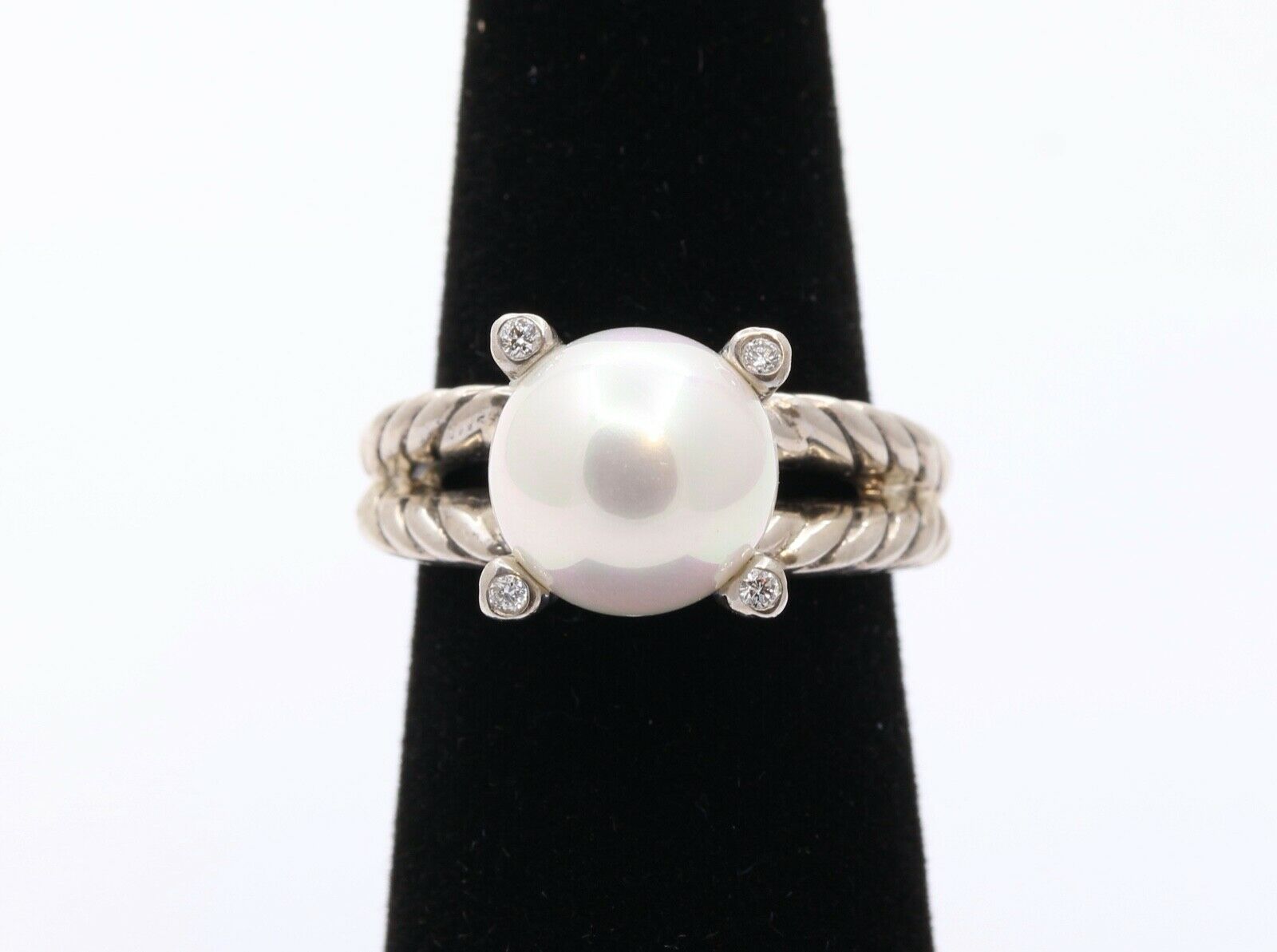 David Yurman Cable Pearl Ring with Diamonds