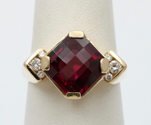 Load image into Gallery viewer, Vintage 14K Gold Rhodolite Garnet And Diamond Cocktail Ring
