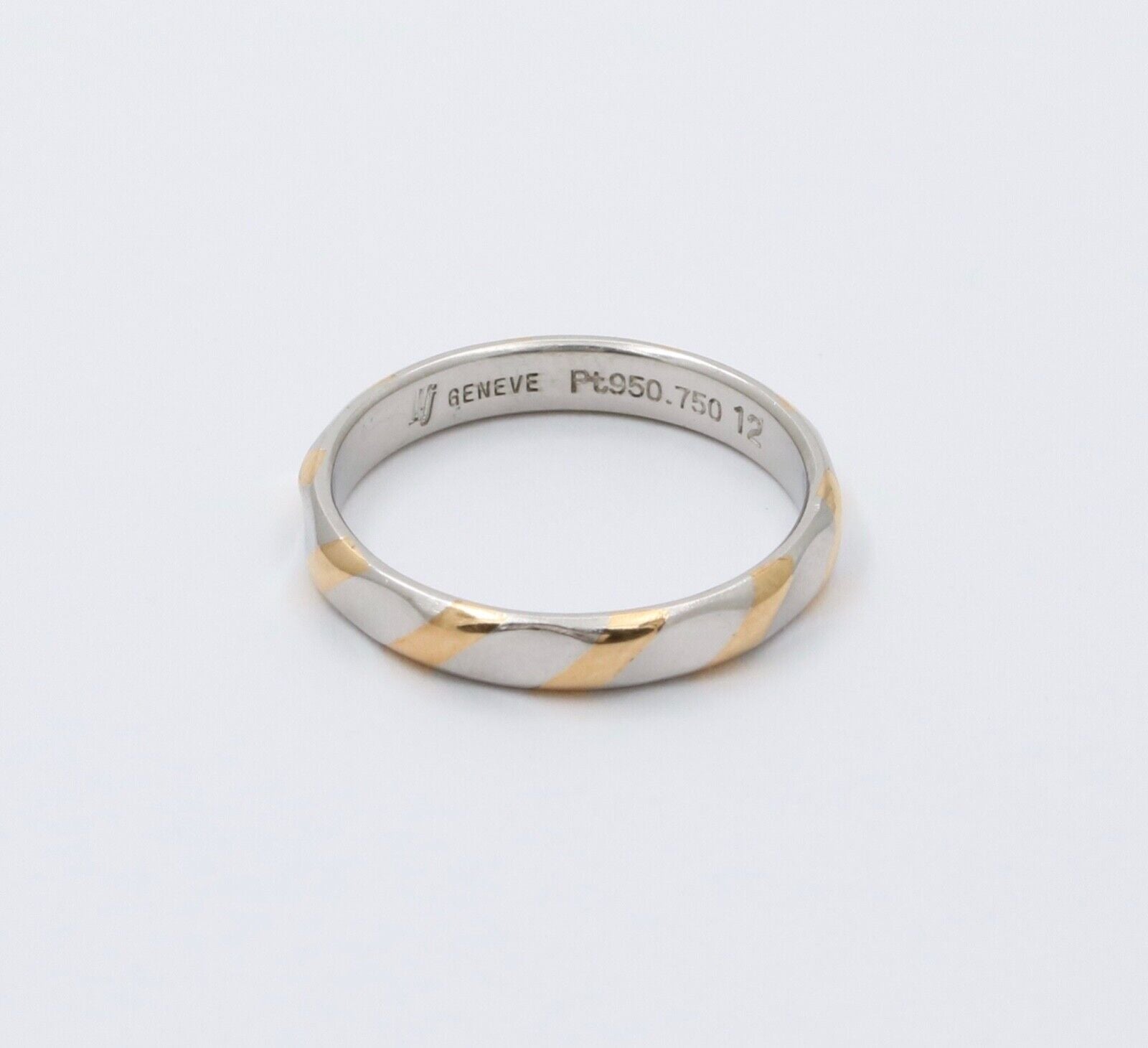 Geneva Two-tone Platinum & 18K Yellow Gold Striped Stacking Band