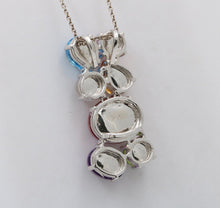 Load image into Gallery viewer, Vintage Tourmaline, Peridot, Cat s Eye Moonstone, Topaz 18K WG Pendant
