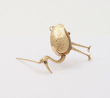 Load image into Gallery viewer, Vintage 14K Yellow Gold Tiger Eye Crane Bird Brooch, Estate Pin.
