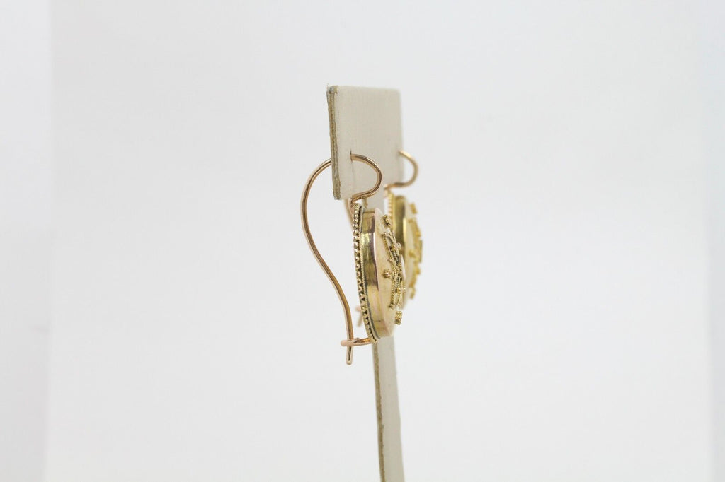Antique Victorian 14K Yellow Gold Flower Ladies Earrings