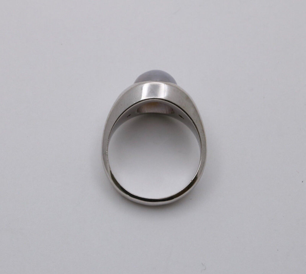 Vintage Star Sapphire Diamonds 14K White Gold Ring