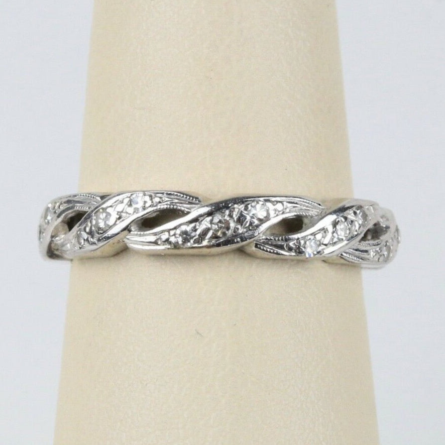 Vintage 14K White Gold Twist Eternity Band