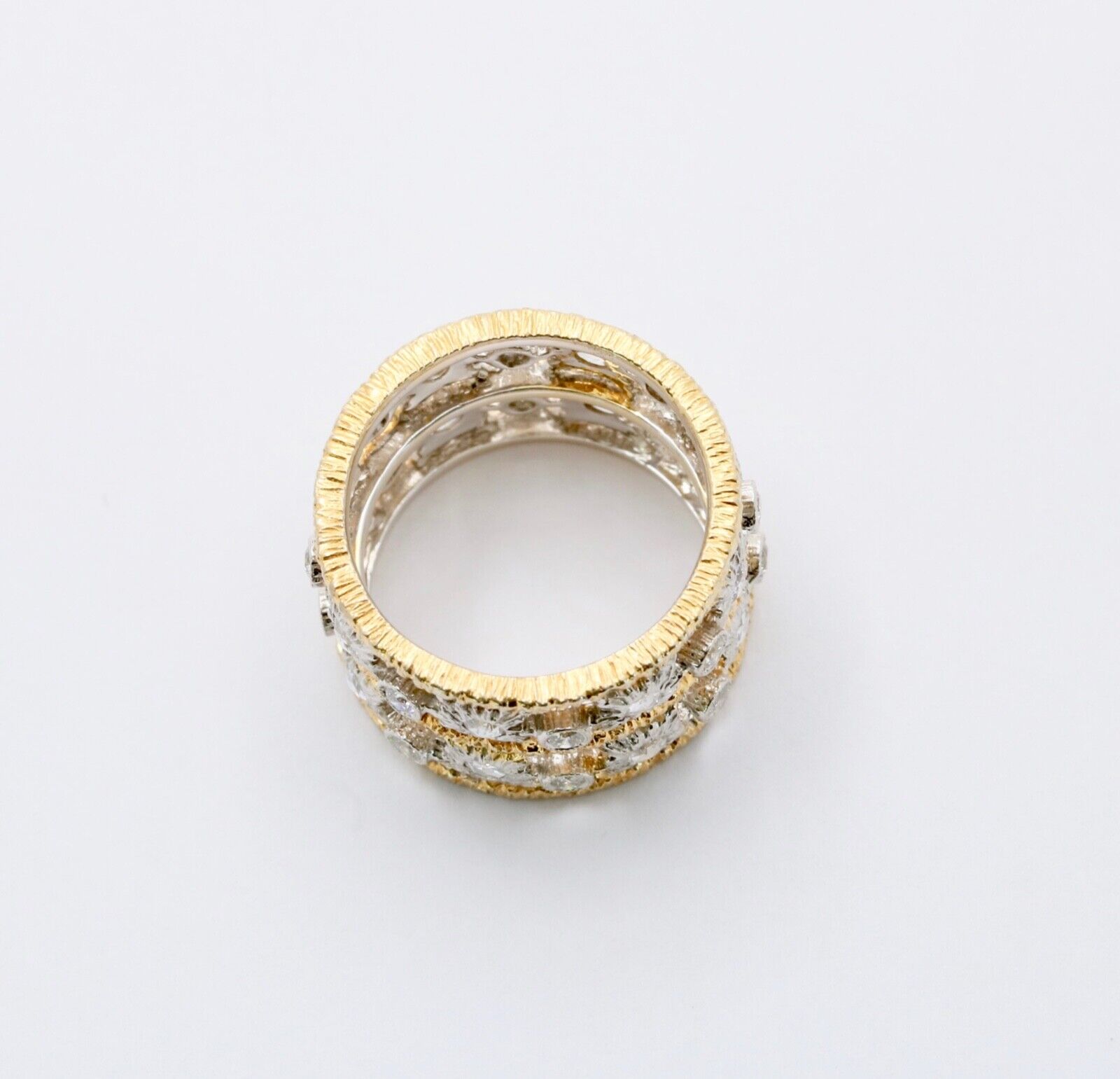 Vintage Ultra Wide Diamonds 18K YG Ring