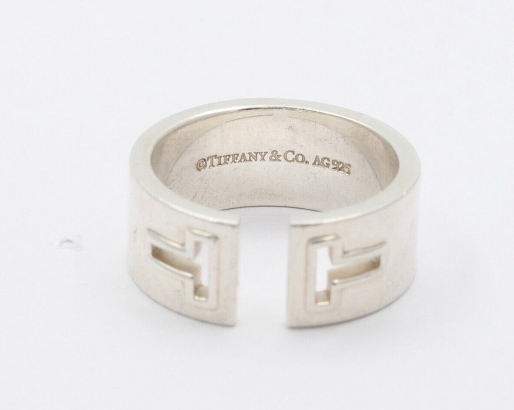 Tiffany and Co. Carved T Split Ring 925 Sterling Vintage Retired Band