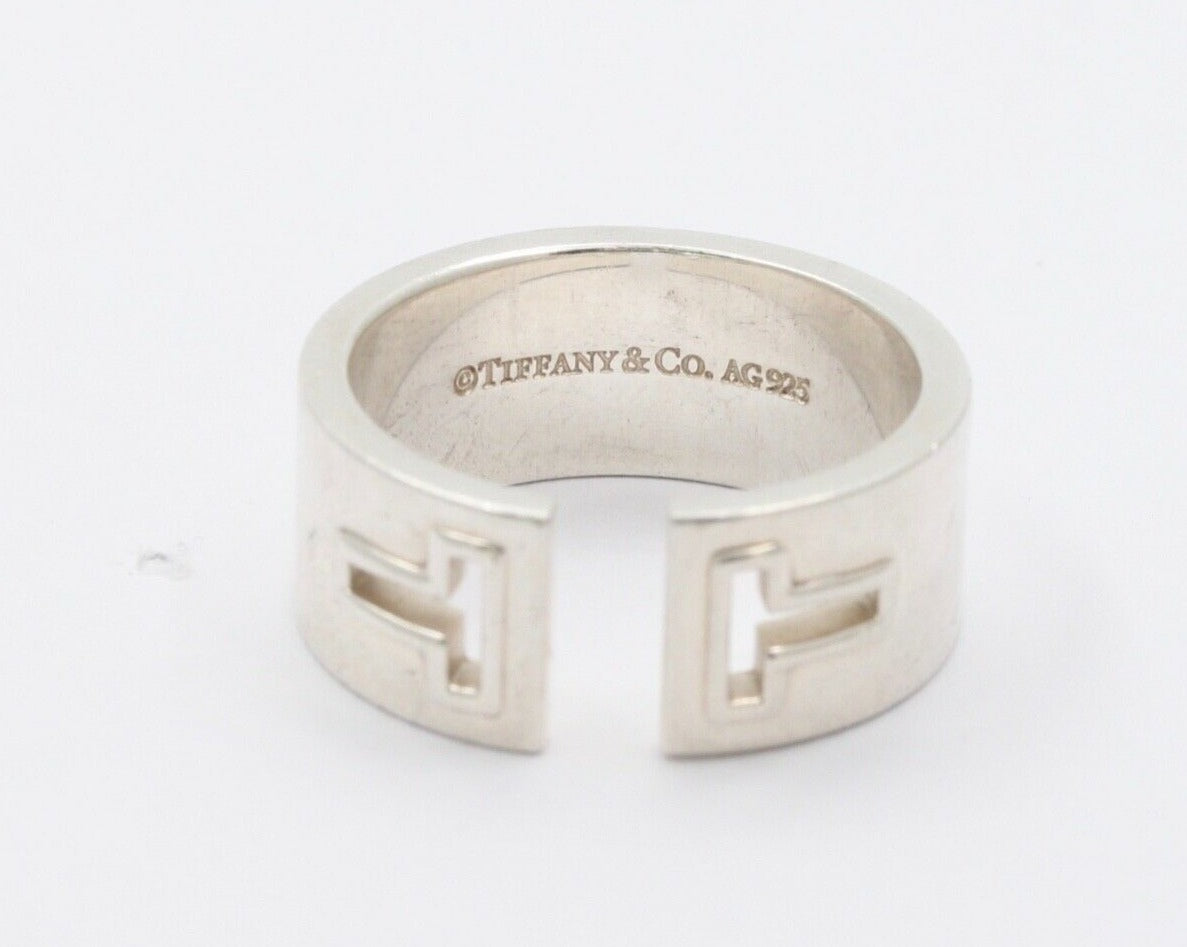 Tiffany and Co. Carved T Split Ring 925 Sterling Vintage Retired Band