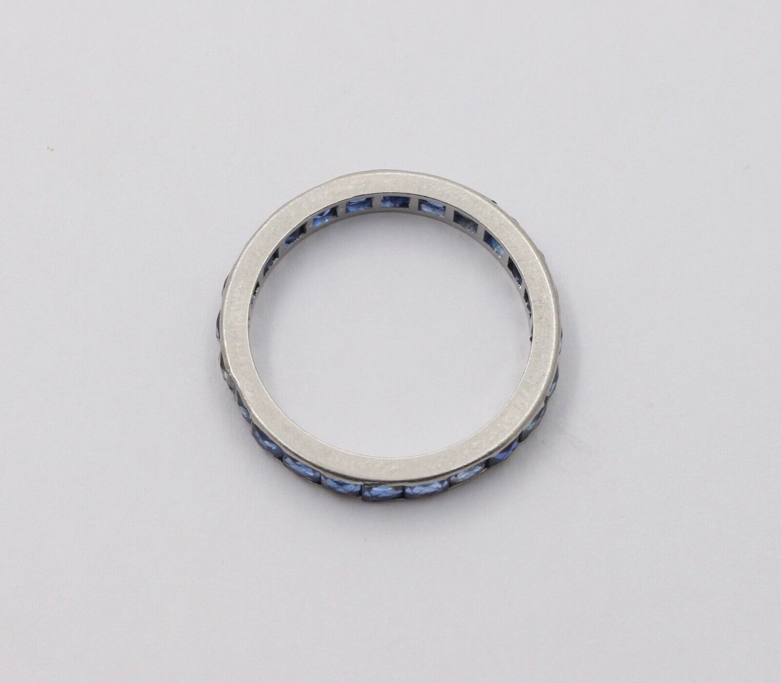 Vintage Platinum French Cut Sapphires Eternity Band
