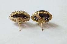 Load image into Gallery viewer, Victorian 18K Yellow Gold Amethyst Seed Pearls Brooch Earrings Set
