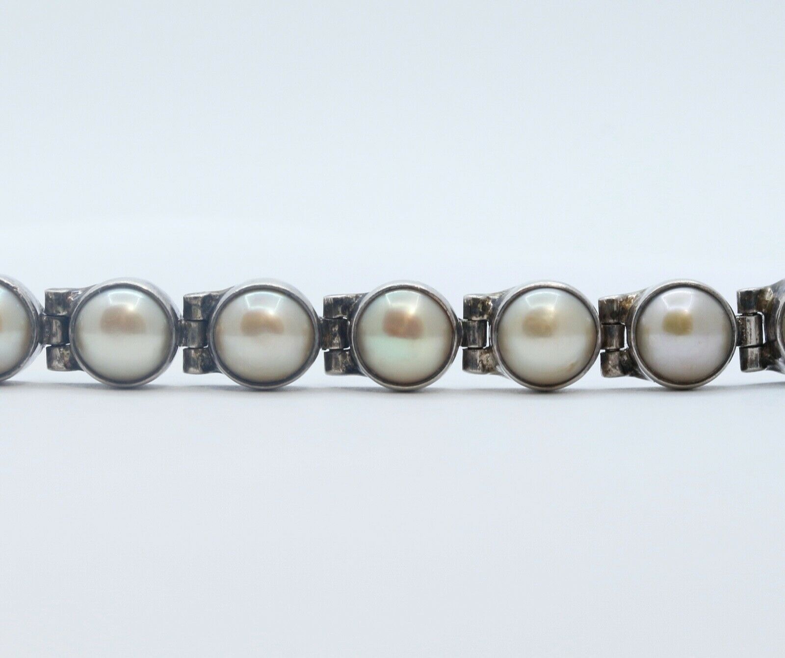 Vintage Aceloni Bracelet 925 Sterling Silver and Pearls