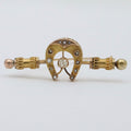 Victorian Era Russian Diamond Seed Pearls 16K Yelllow Gold Brooch Pin