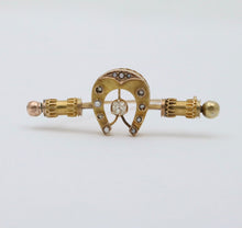 Load image into Gallery viewer, Victorian Russian Diamond Seed Pearls 16K Yelllow Gold Brooch Pin
