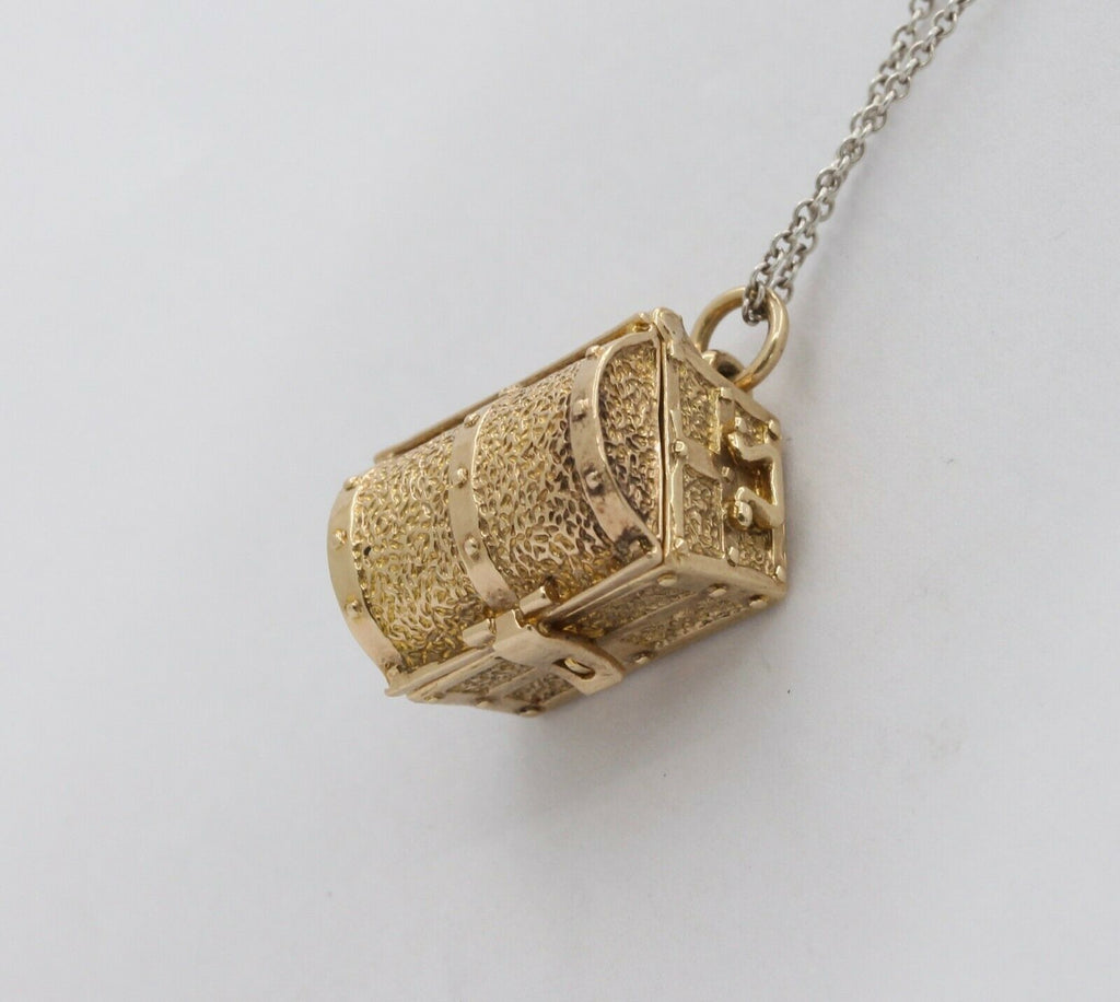 Vintage English 9K Yellow Gold Hidden Treasure Chest Charm