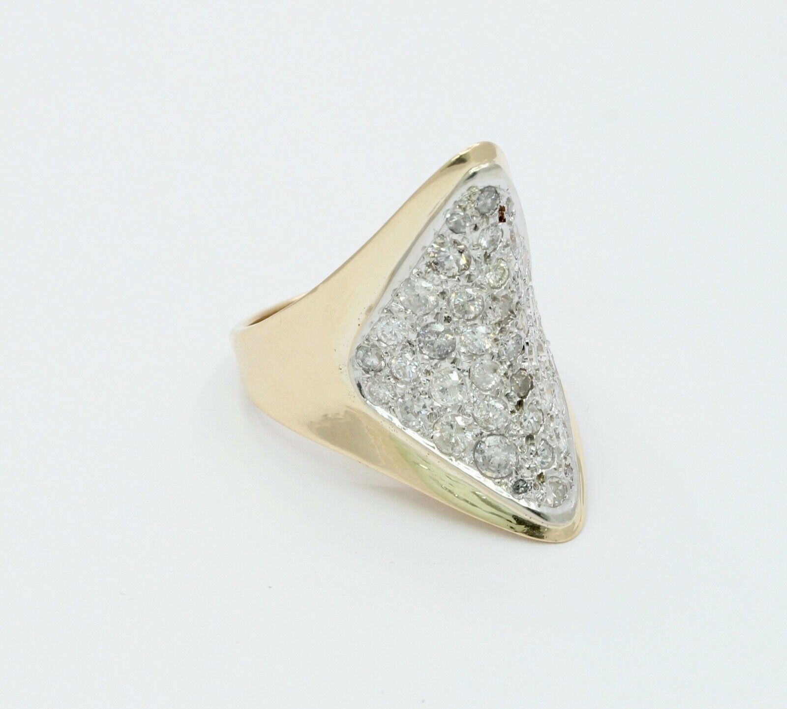 Vintage Ladies 14K Yellow White Gold Diamonds Cluster Ring