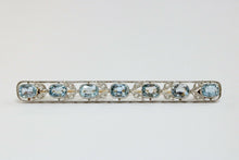 Load image into Gallery viewer, Look!! Art Deco Aquamarine Platinum 14K White Gold Bar Brooch Pin
