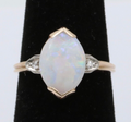 Art Deco 10K Yellow Gold Opal & Diamond Ring