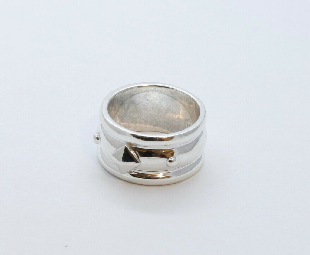 Vintage Pyramid Beads Ring Sterling Silver 925