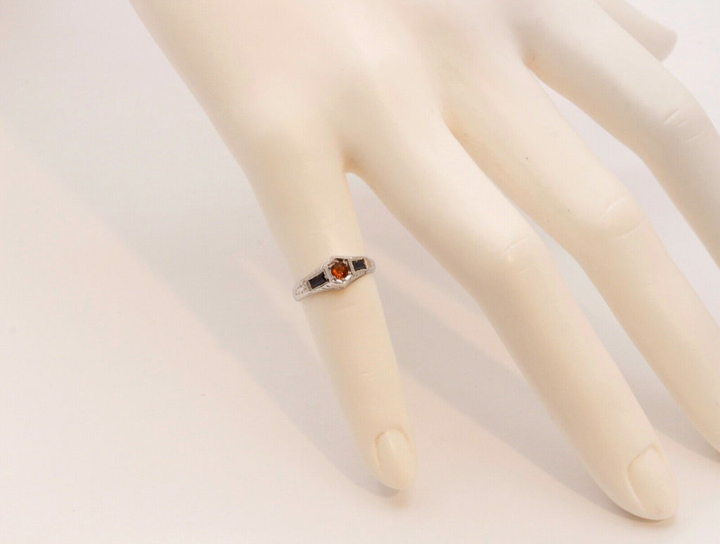 Rare Find!!!  Art Deco Blue Sapphires Citrine Knuckle Midi Children's Ring