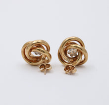 Load image into Gallery viewer, Vintage 14K Gold Knot or Sweller Diamond Studs Earrings
