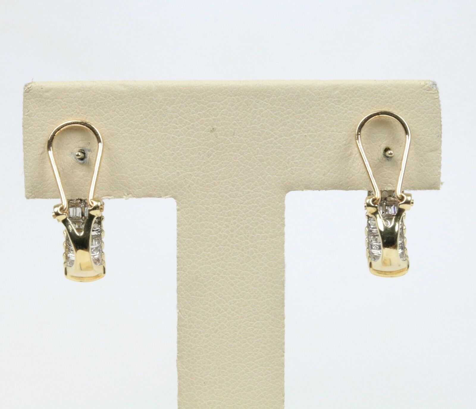Vintage 10K Yellow Gold Diamond Hoop Earrings