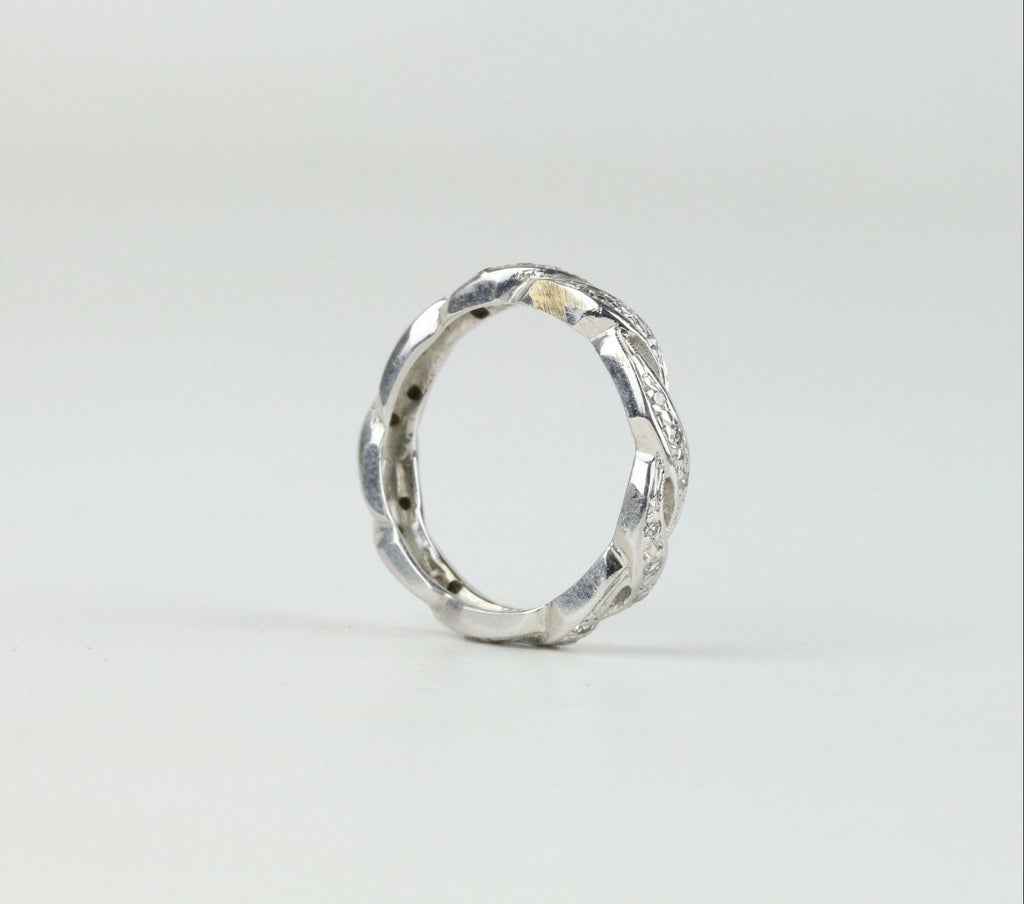 Vintage 14K White Gold Twist Eternity Band