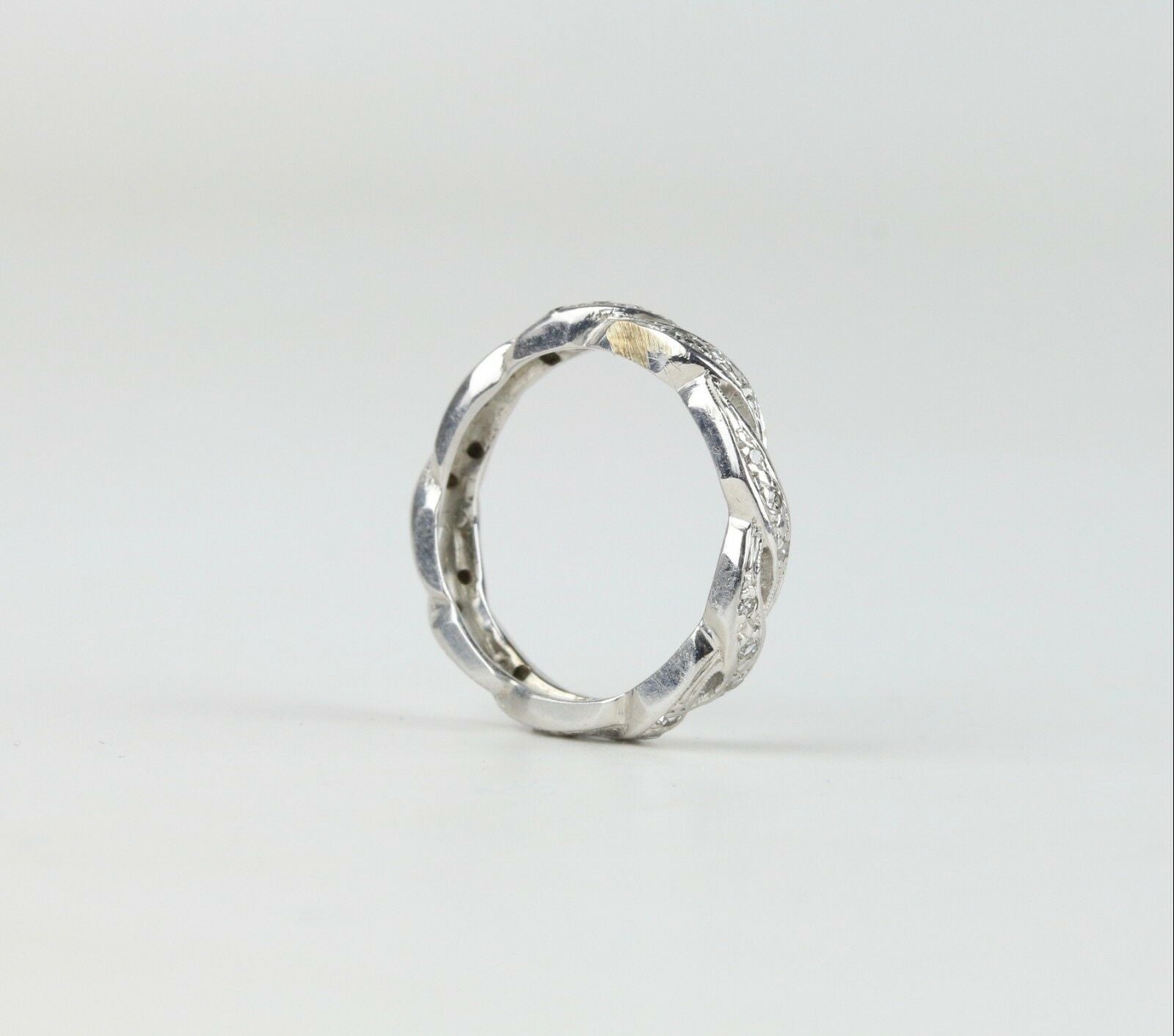 Vintage 14K White Gold Twist Eternity Band