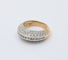 Load image into Gallery viewer, Vintage 14K Gold Diamond Minimal Pave Dome Ring, Wedding Band.
