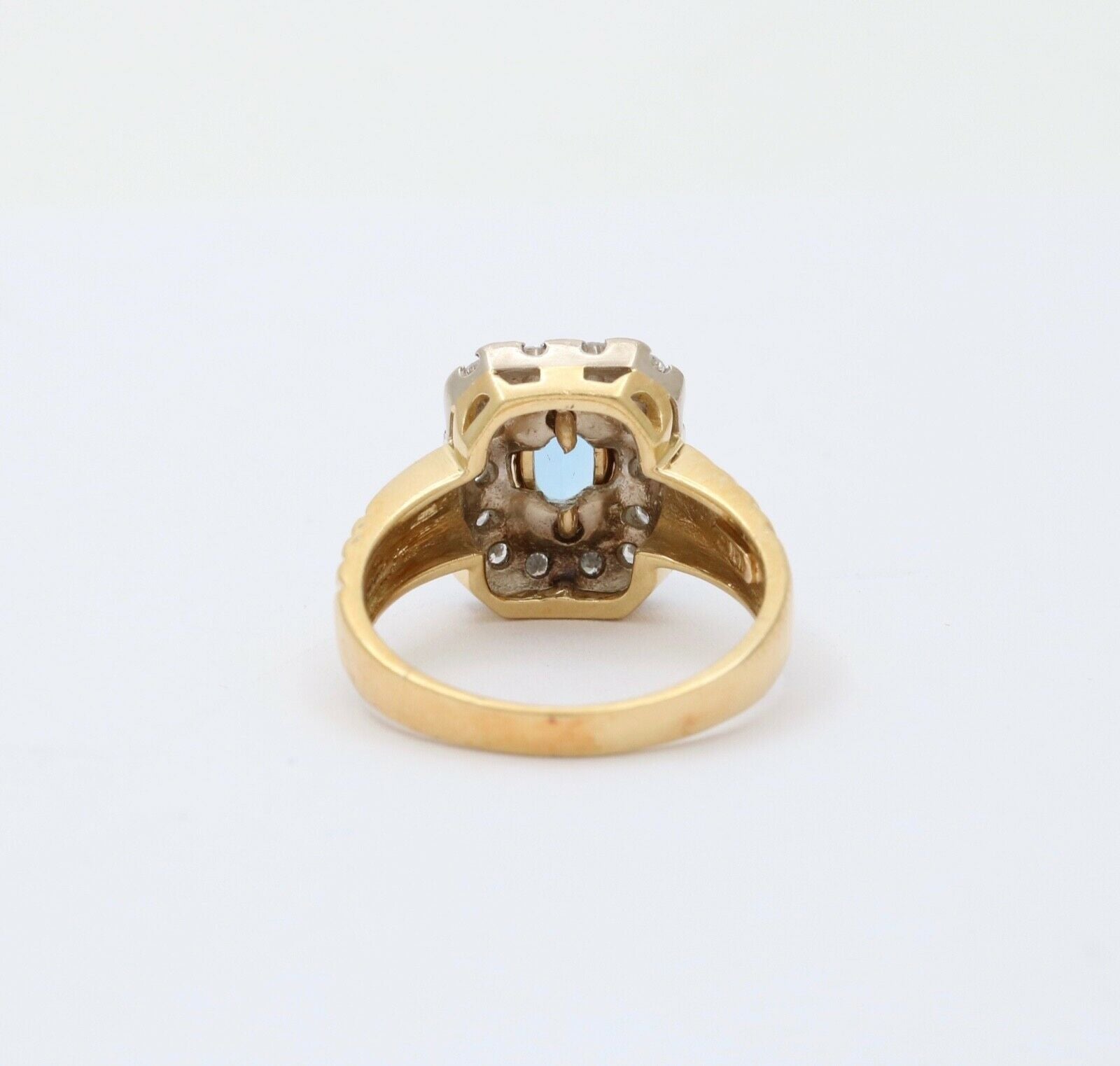Topaz Diamonds 18K Yellow White Gold Halo Ring