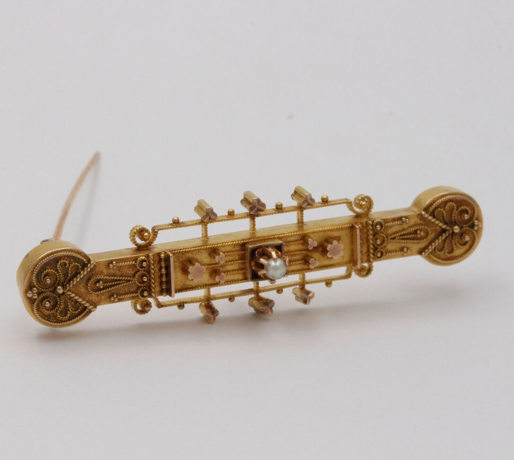 Victorian 14K Yellow Gold Bar Pin Brooch Pendant