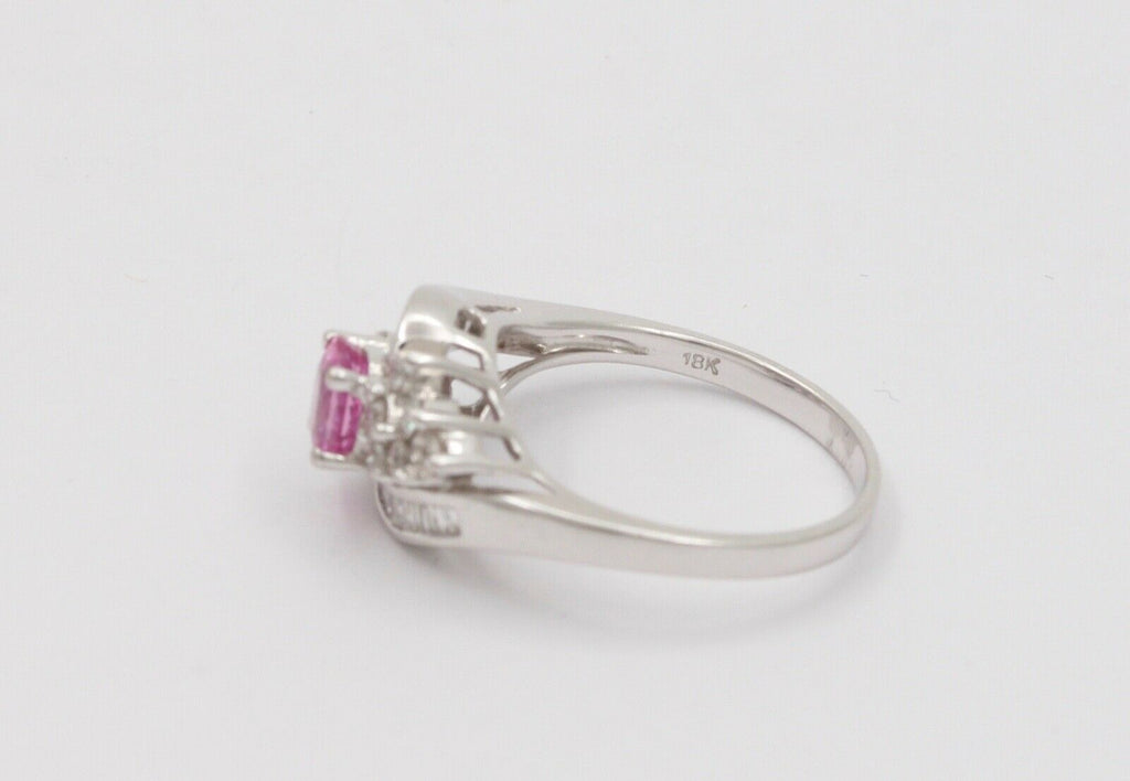 Vintage Pink Sapphire Diamonds Cocktail Ring