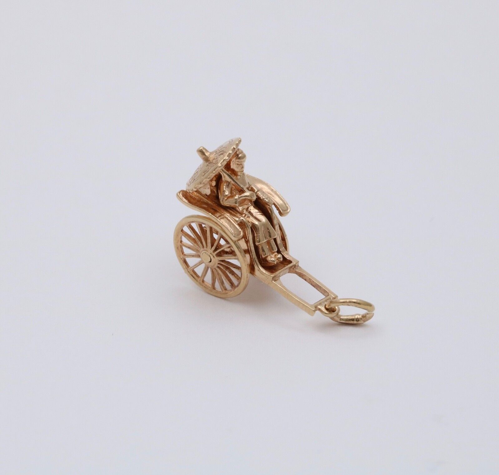 Vintage 14K Yellow Gold Chinese Rickshaw Charm Pendant