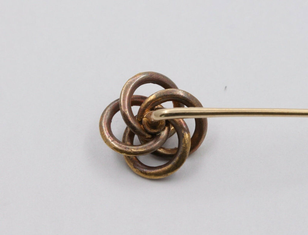 Vintage 14K Yellow Gold Diamond Enamel Stick Pin