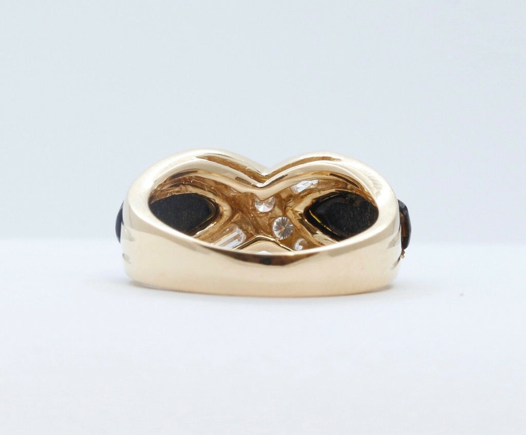 Vintage Diamonds Black Onyx 18K Yellow Gold Ring