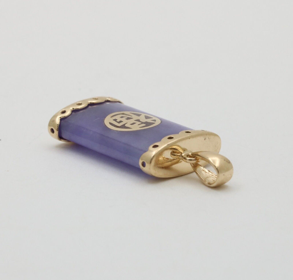 Vintage Lavender Jade 14K Yellow Gold “Lucky Fortune” Pendant